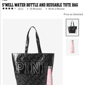 Pink Tote and Black S’IP water bottle